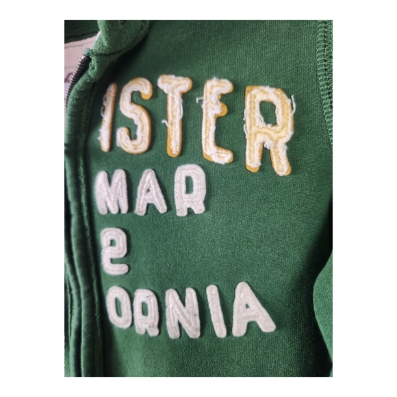 Y2K Hollister Full Zip Hoodie Sweater Medium Green Del Mar California Varsity - Picture 3 of 8